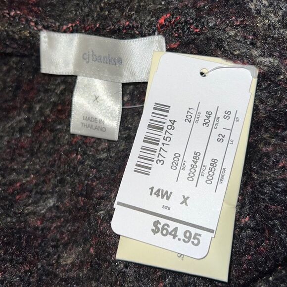 CJ Banks Black & Multicolor Striped Knit Cardigan Plus Size 14W X NWT - Picture 5 of 7